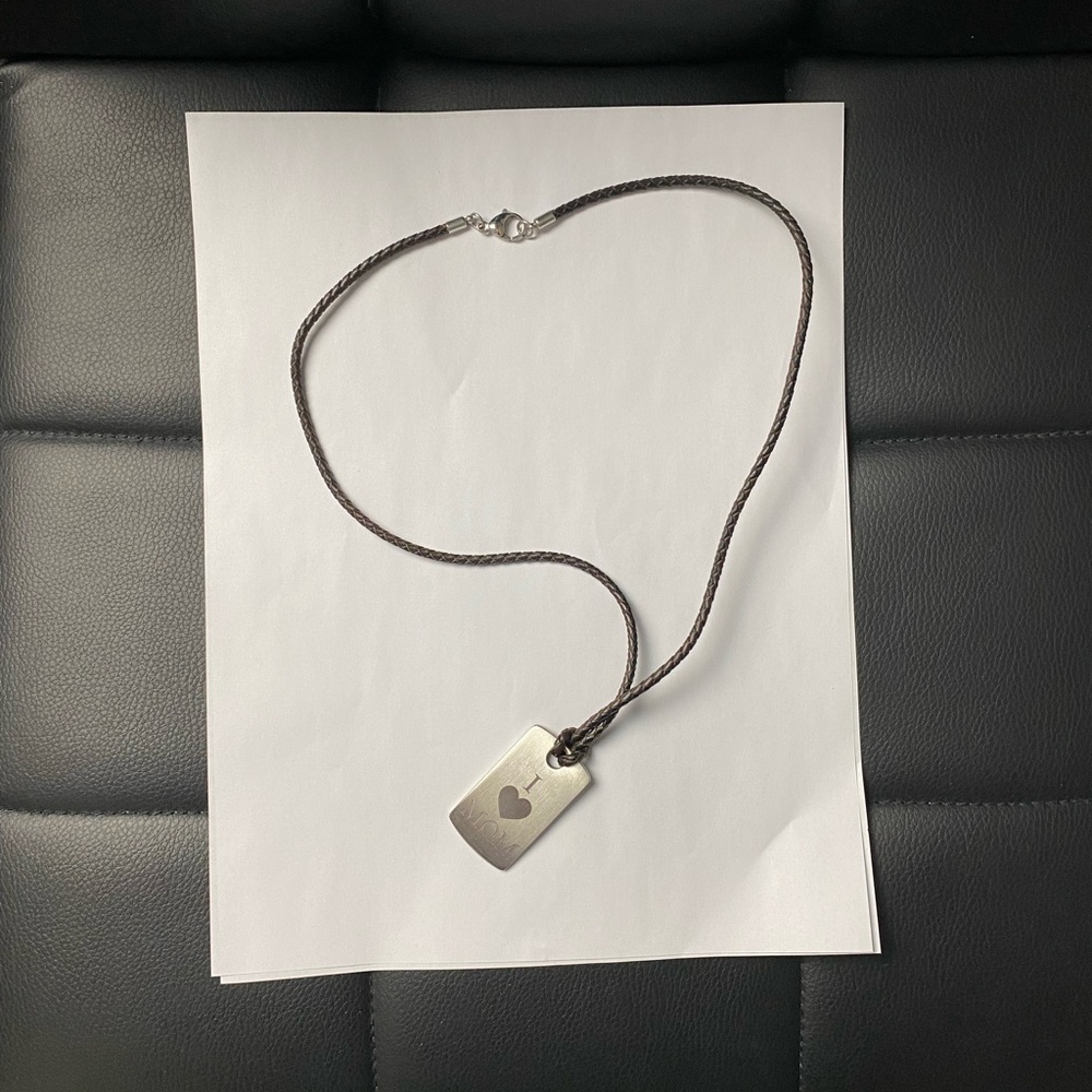 Unisex Silver and leather Heart Pendant Necklace